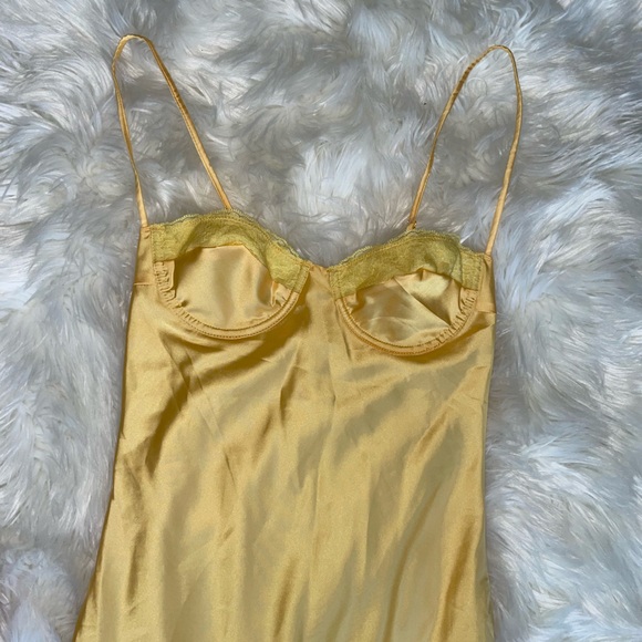 Beginning Boutique Yellow Satin Midi Dress - Picture 12 of 16